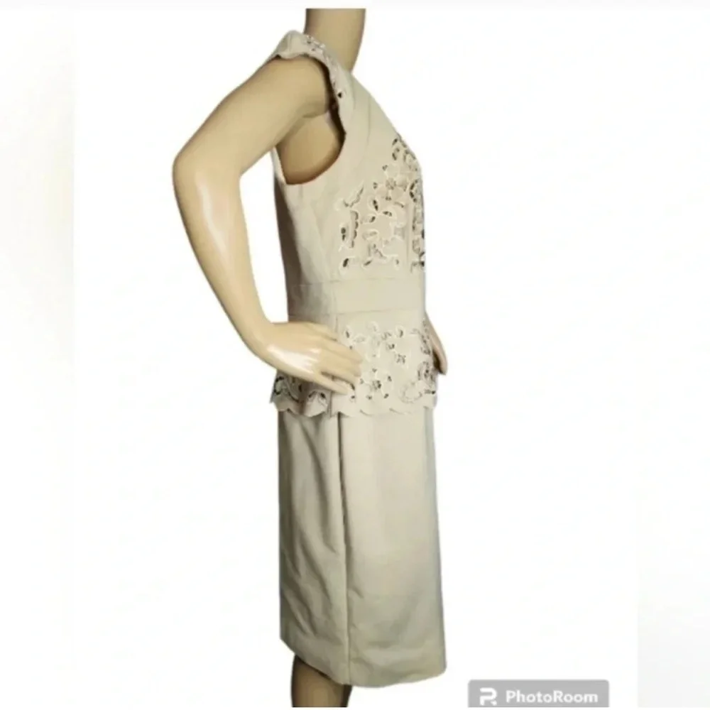 NWT Antonio Melani cutout  Embroidered Peplum Sheath Dress - Size 10 - Picture 4 of 7